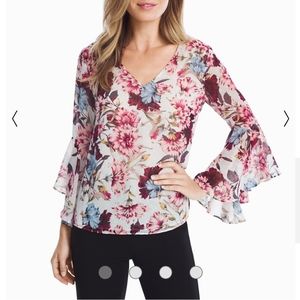 White House Black Market Floral Blouse - Pink, Blue, White